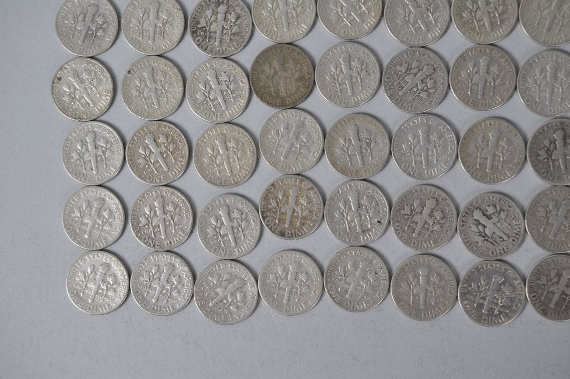 1956, 1957, 1958, and 1959 US Silver Dimes, photo 10 of 12