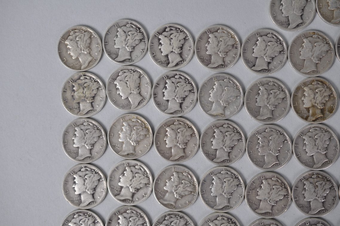 1942 and 1943 US Silver Dimes, photo 2 of 14