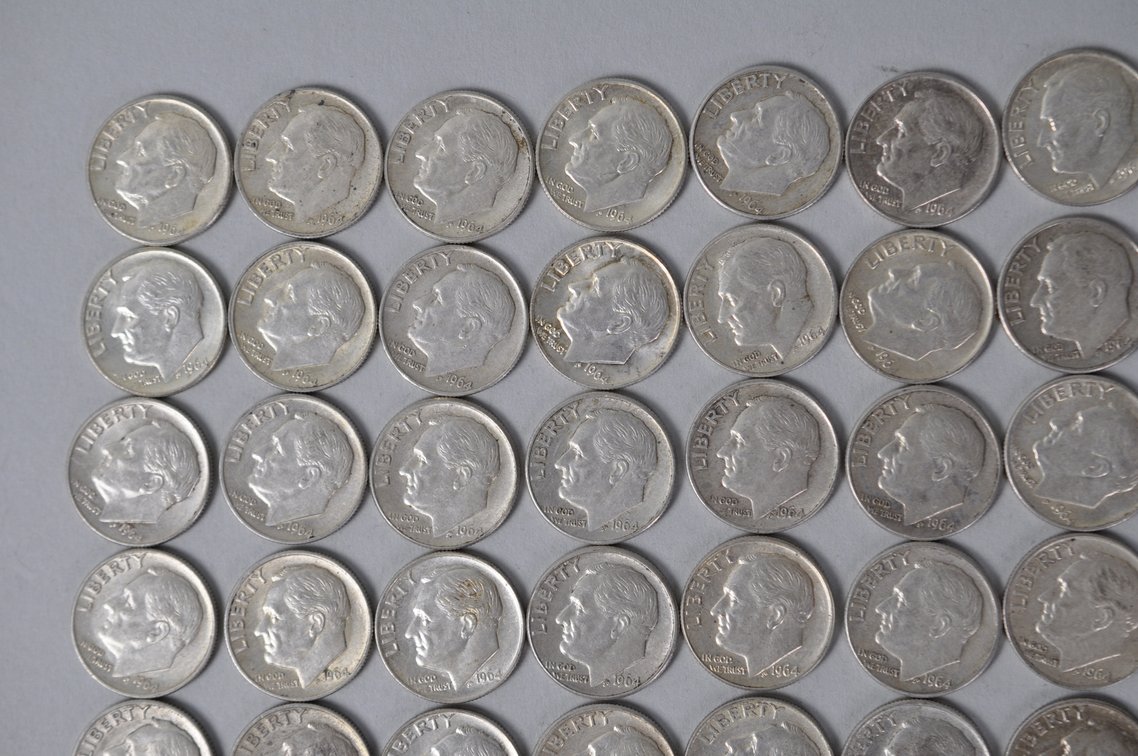 1964 US Silver Dimes, photo 2 of 13