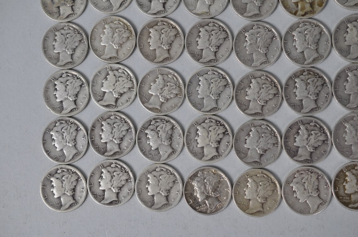 1942 and 1943 US Silver Dimes, photo 5 of 14