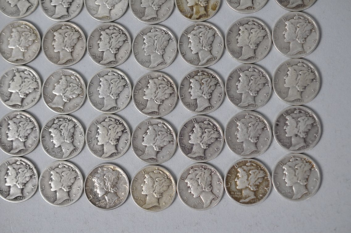 1942 and 1943 US Silver Dimes, photo 6 of 14