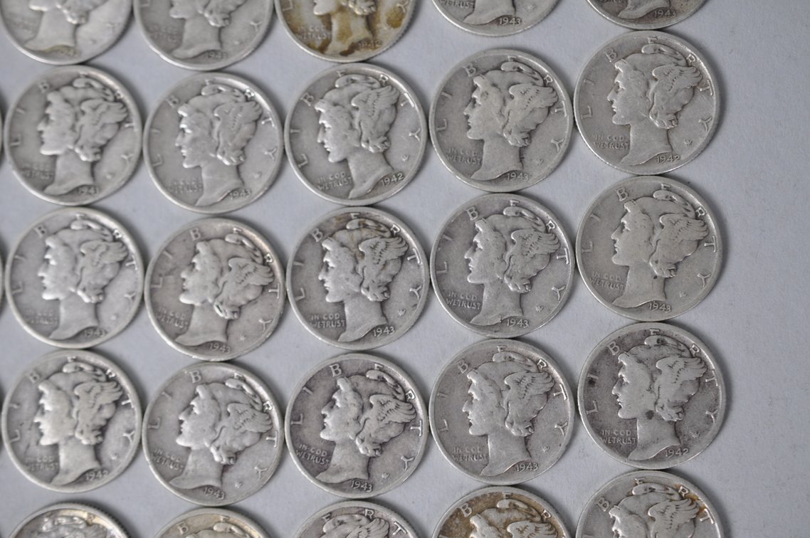 1942 and 1943 US Silver Dimes, photo 7 of 14