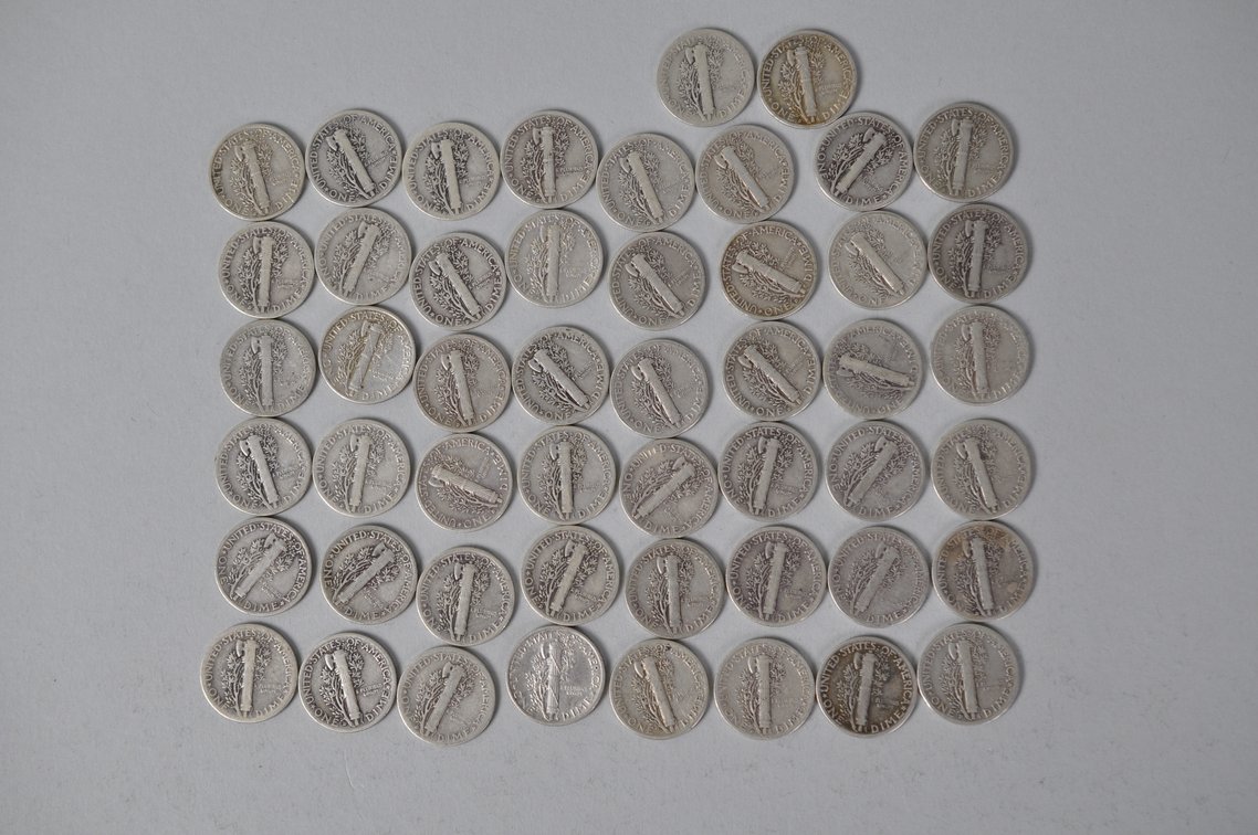 1942 and 1943 US Silver Dimes, photo 8 of 14