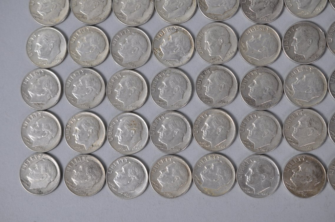 1964 US Silver Dimes, photo 4 of 13