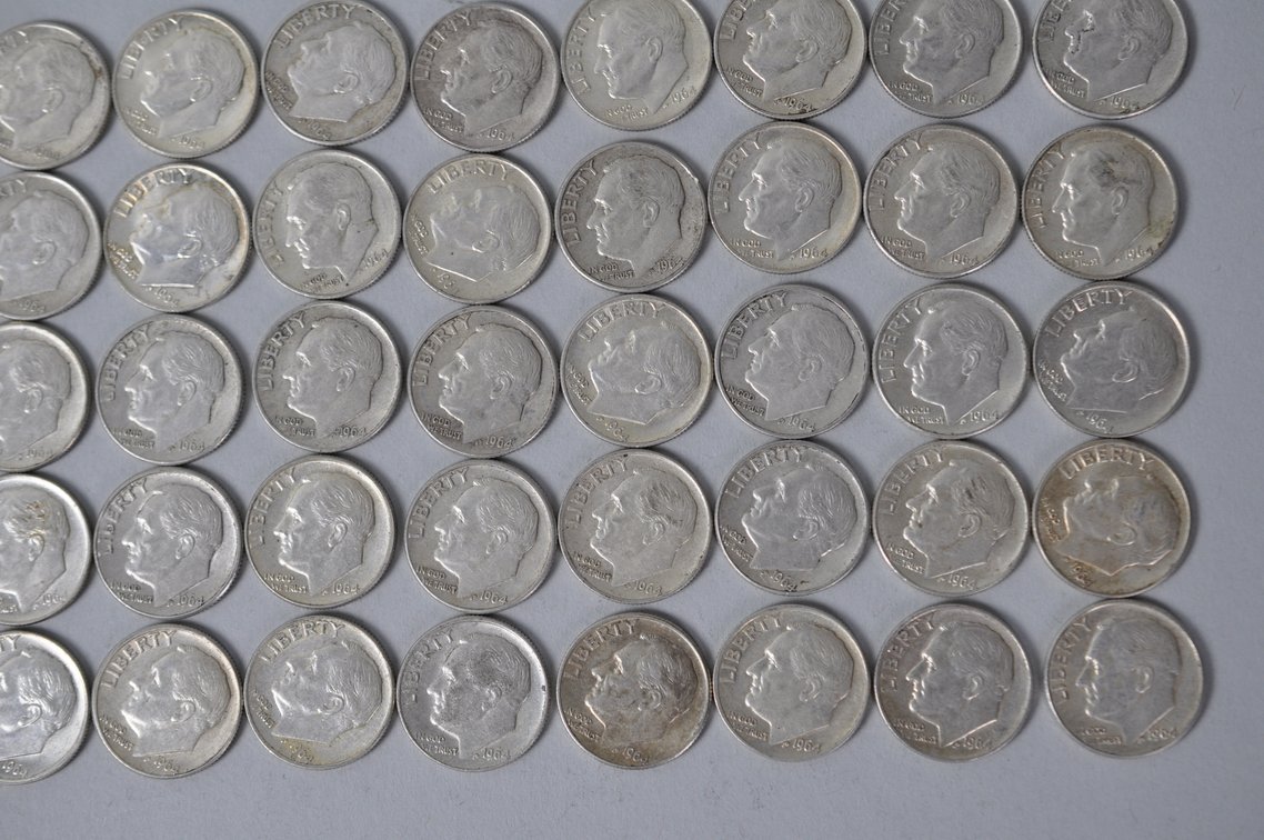 1964 US Silver Dimes, photo 5 of 13
