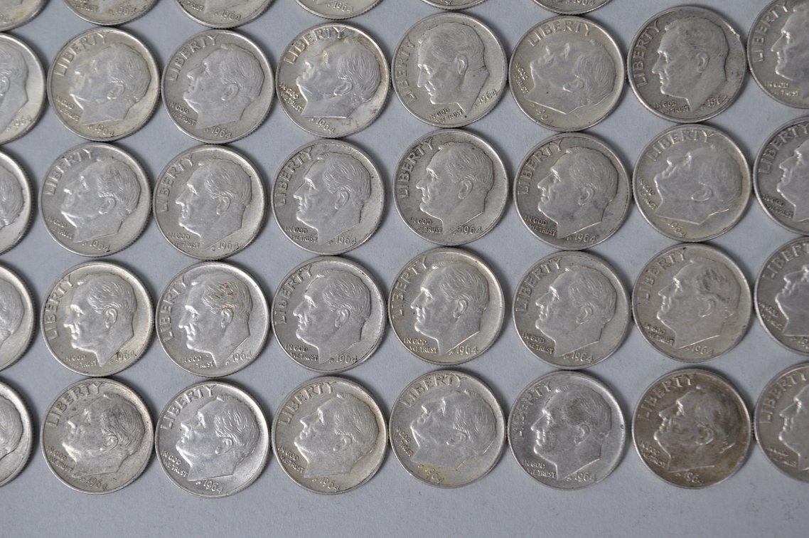 1964 US Silver Dimes, photo 7 of 13