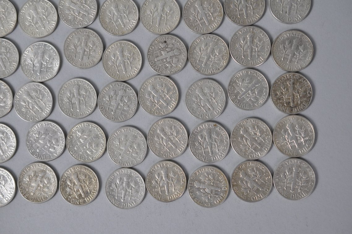 1964 US Silver Dimes, photo 12 of 13