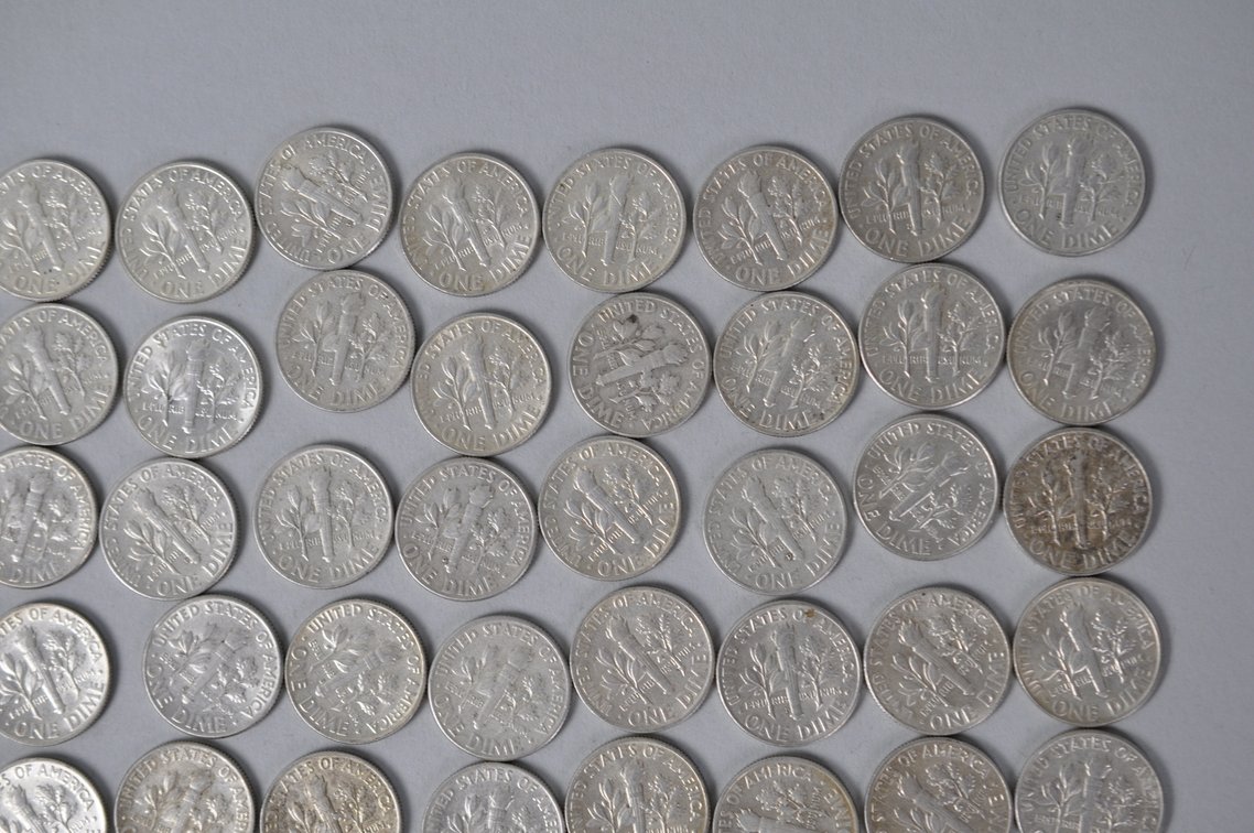 1964 US Silver Dimes, photo 10 of 13