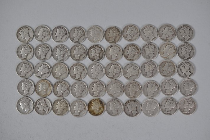 1945 US Silver Dimes