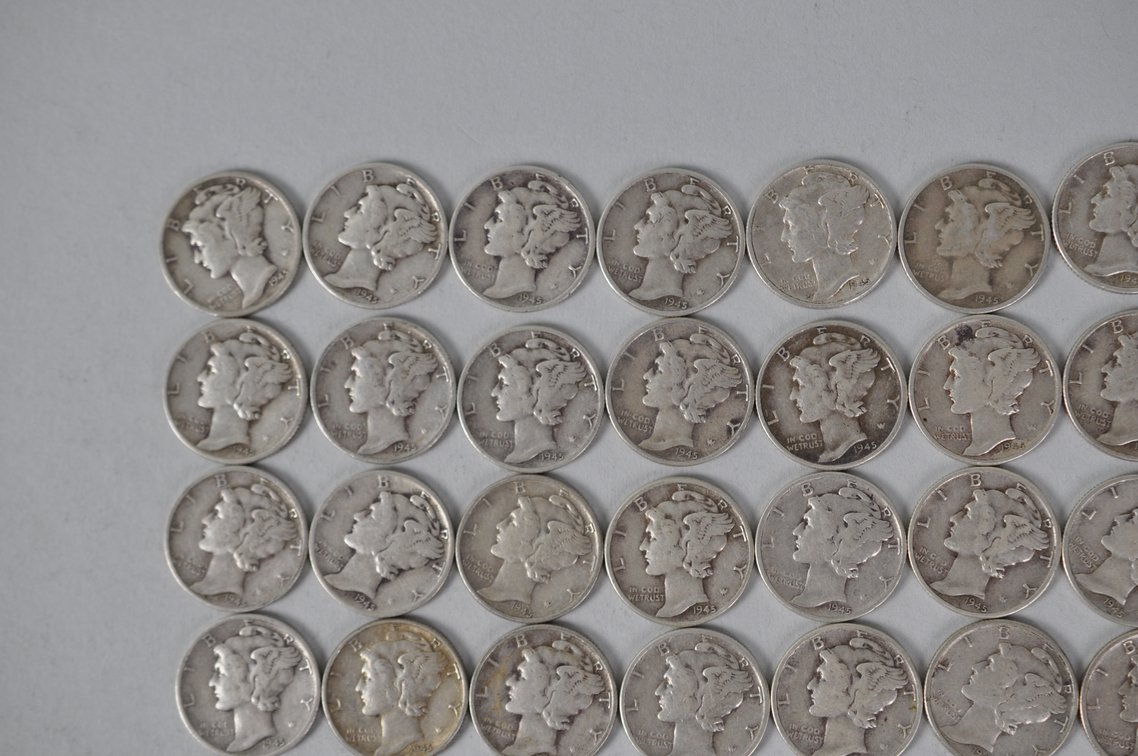 1945 US Silver Dimes, photo 2 of 11