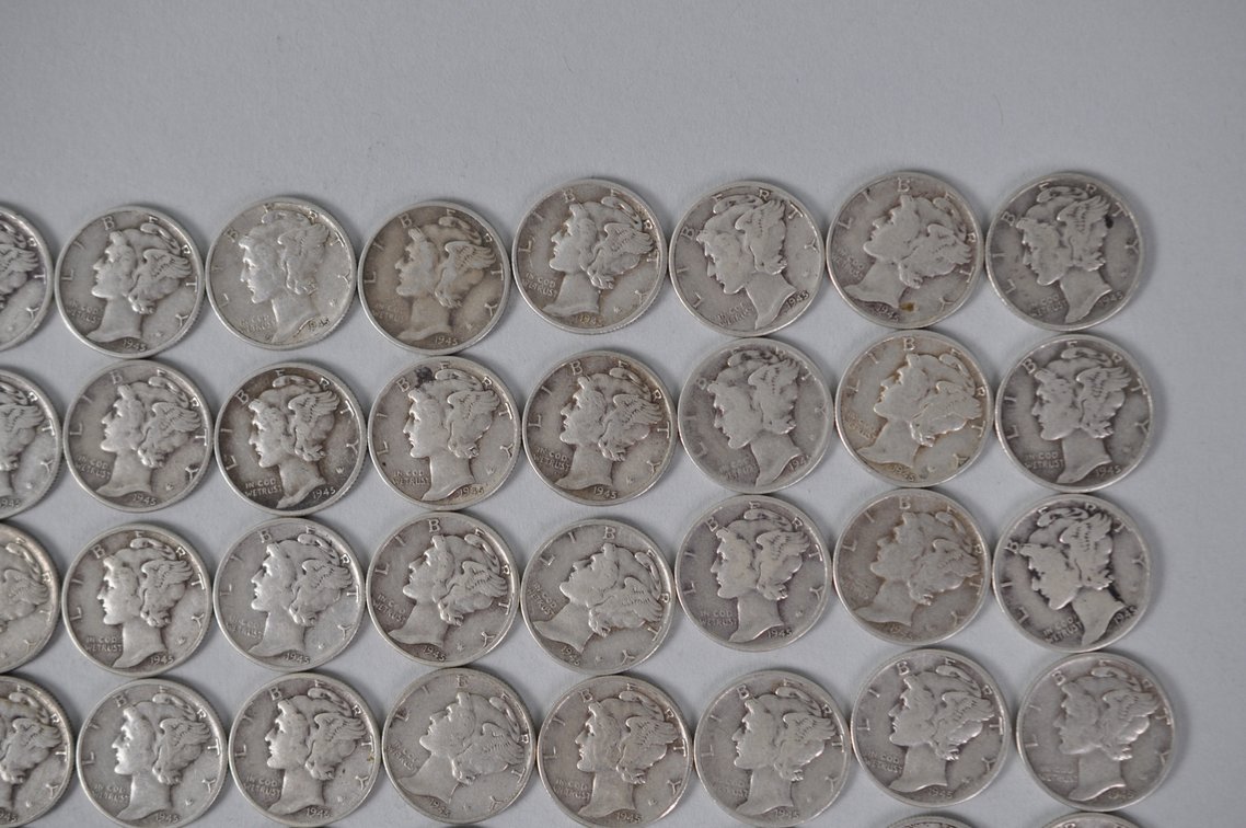 1945 US Silver Dimes, photo 3 of 11