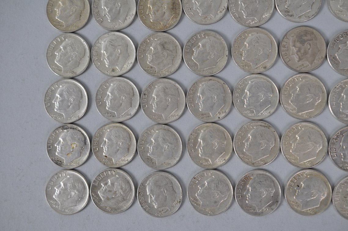 1964 US Silver Dimes, photo 4 of 12
