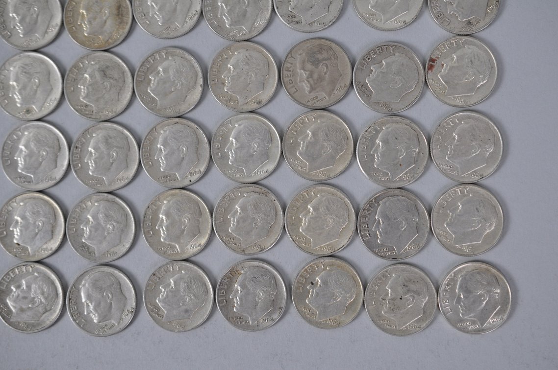 1964 US Silver Dimes, photo 5 of 12