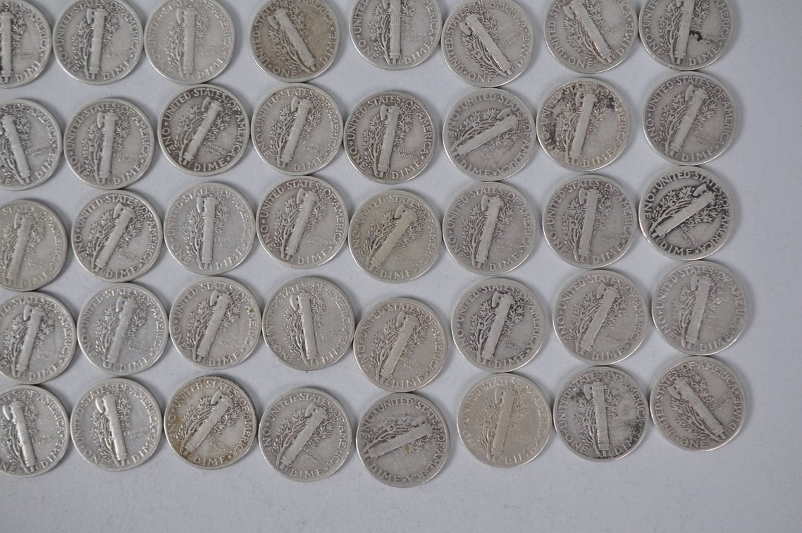 1945 US Silver Dimes, photo 10 of 11