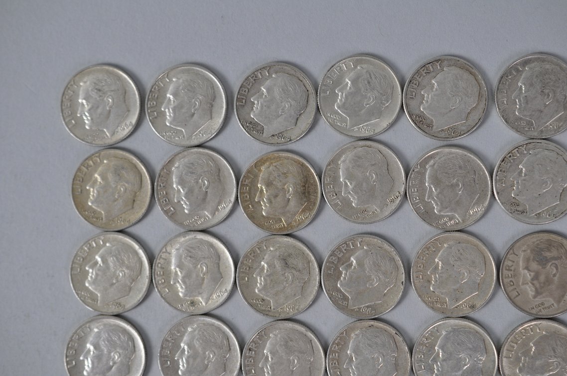 1964 US Silver Dimes, photo 2 of 12