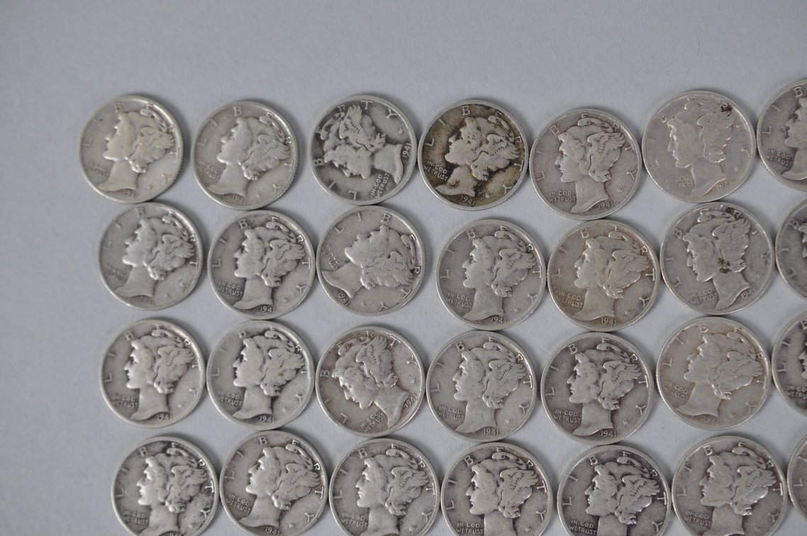 1941 US Silver Dimes, photo 2 of 11