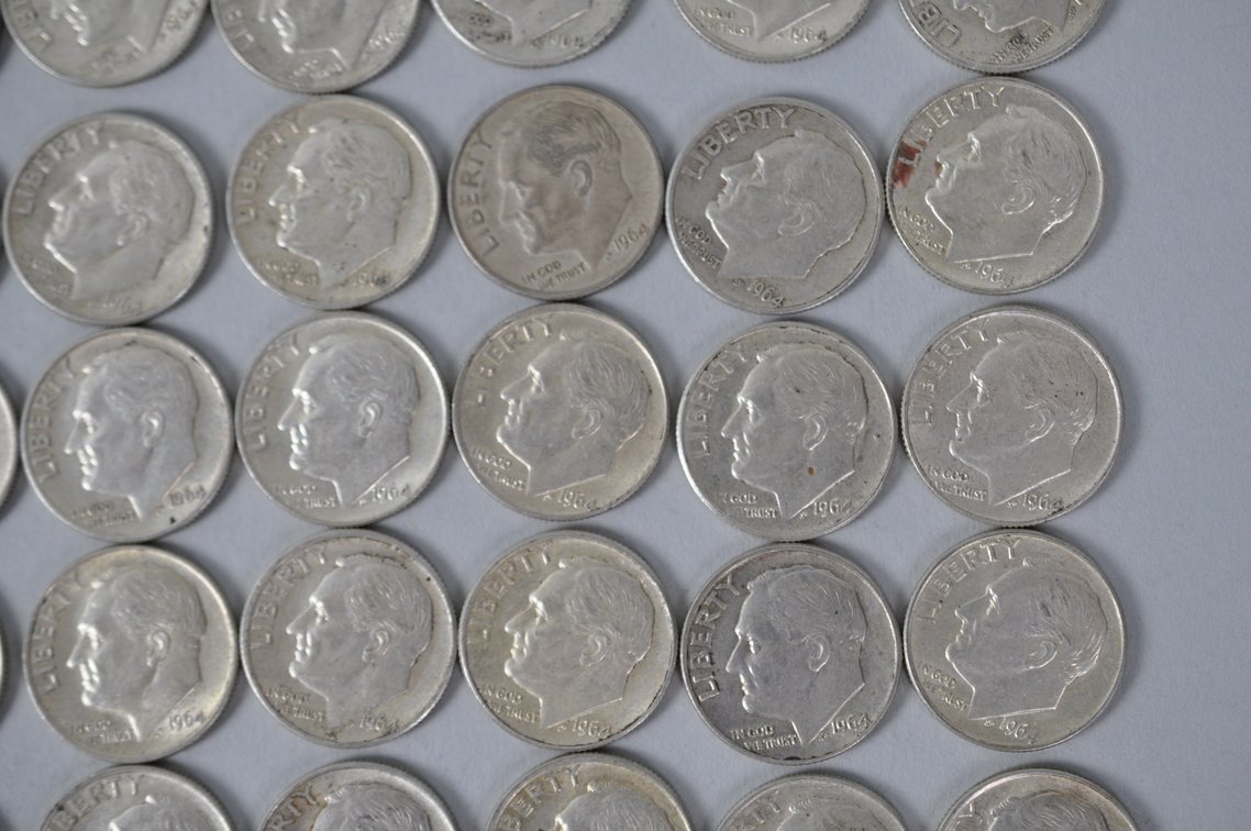 1964 US Silver Dimes, photo 6 of 12