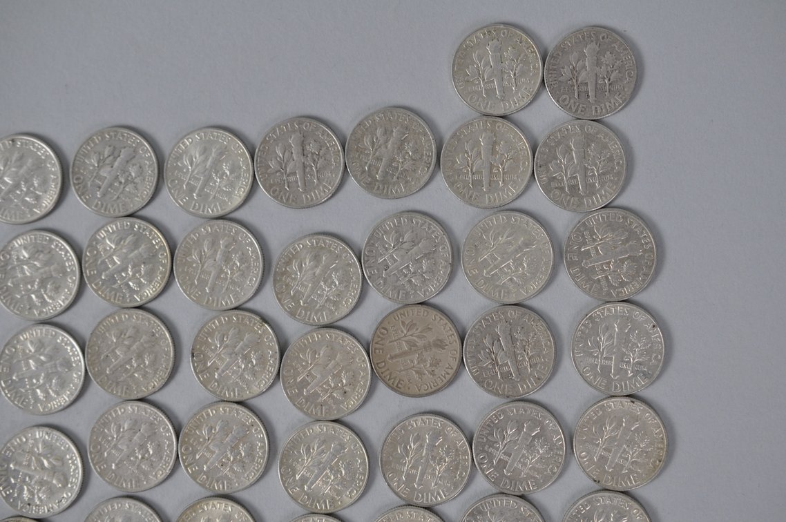 1964 US Silver Dimes, photo 9 of 12