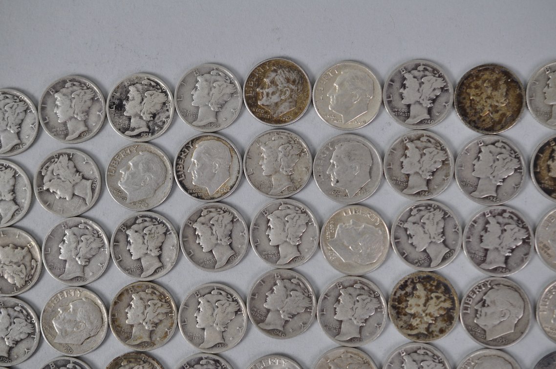 US Silver Dimes, photo 3 of 14