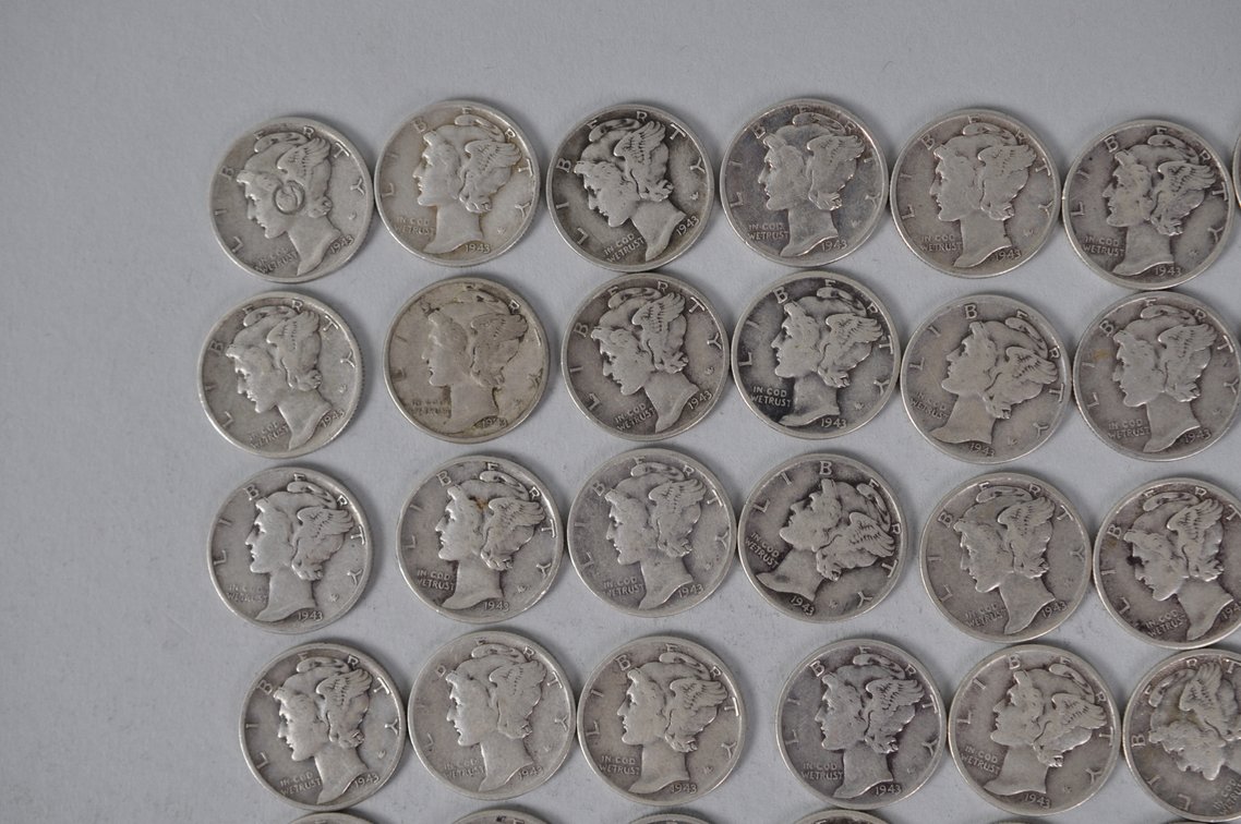 1943 US Silver Dimes, photo 2 of 14