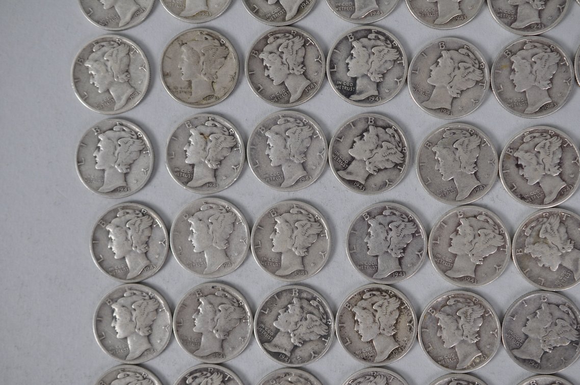 1943 US Silver Dimes, photo 4 of 14