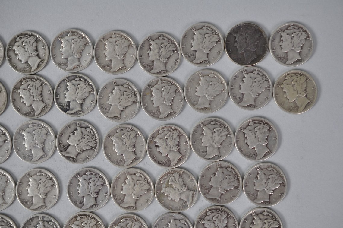 1943 US Silver Dimes, photo 3 of 14