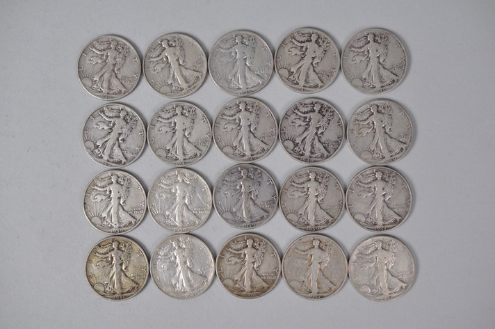 1936-1937, 1939-1940 US Silver Half Dollars