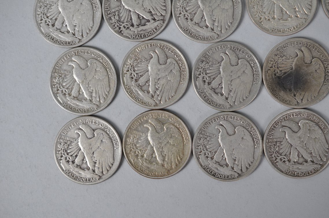 1945-1947 Walking Liberty , 1950-1951 Franklin US Silver Half Dollars, photo 9 of 11