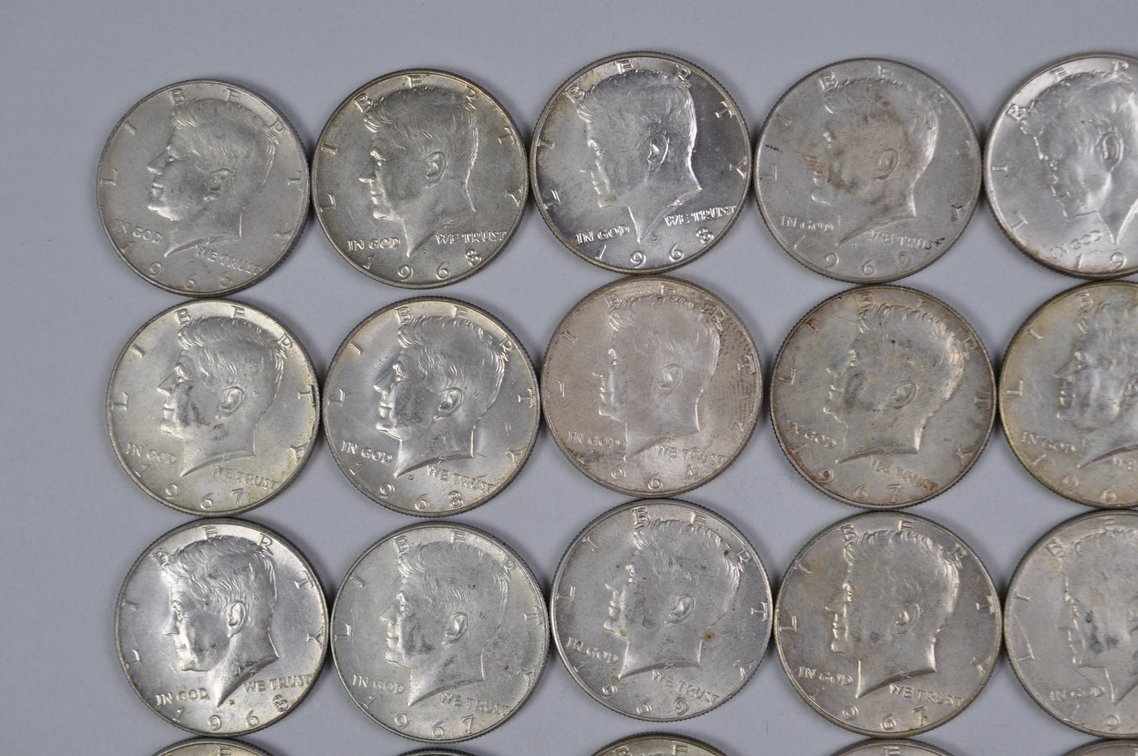 1947  to 1969 US 40 and 90 Percent Silver Half Dollars, photo 2 of 17