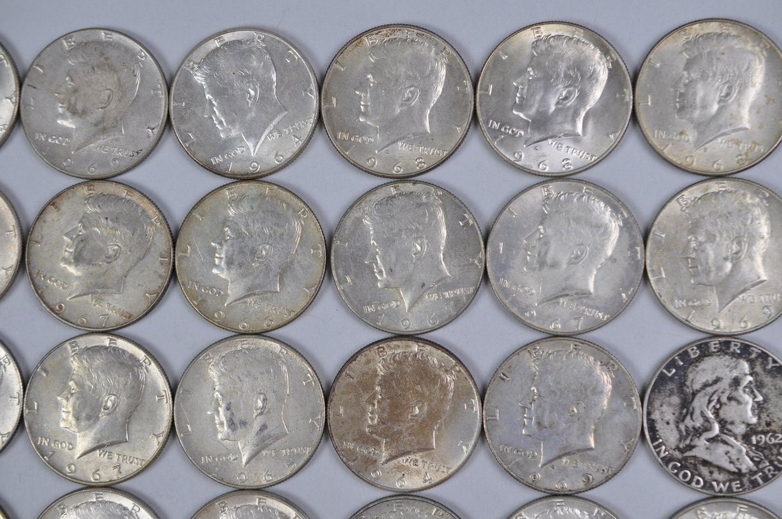 1947  to 1969 US 40 and 90 Percent Silver Half Dollars, photo 3 of 17