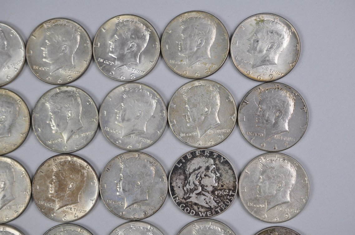 1947  to 1969 US 40 and 90 Percent Silver Half Dollars, photo 4 of 17