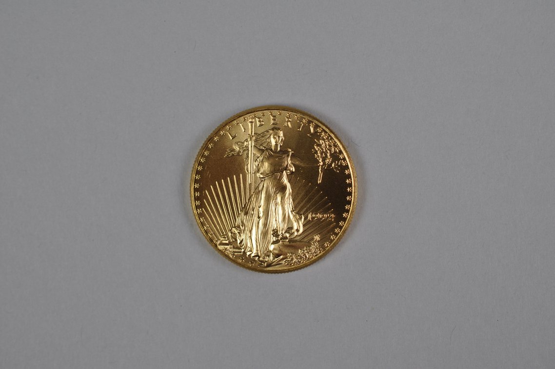 Brilliant Uncirculated Modern 1992 Gold Eagle From US Mint Tube, photo 2 of 6
