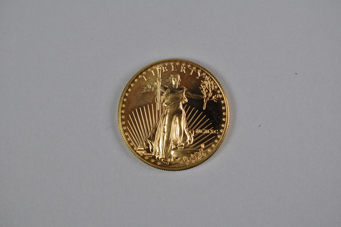 Brilliant Uncirculated Modern 1990 Gold Eagle From US Mint Tube, photo 3 of 7
