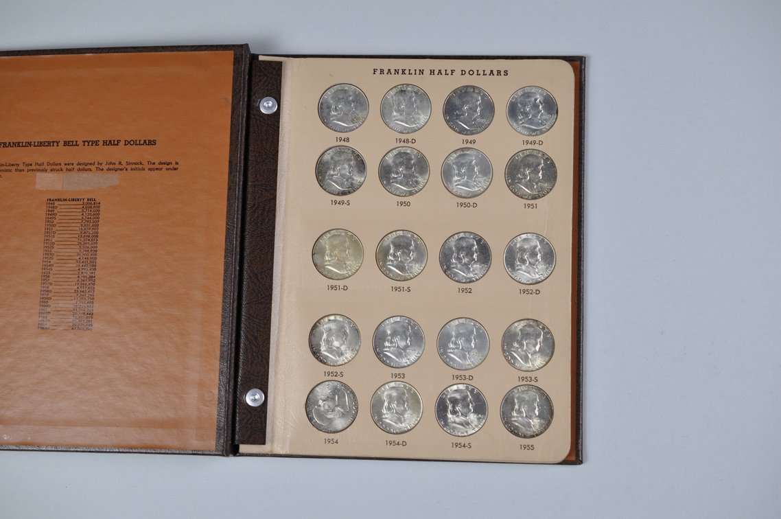 1948-1963 Complete Franklin Half Dollars Dansco Album, photo 2 of 16