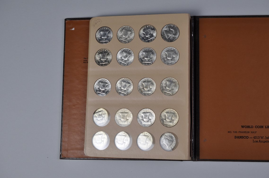 1948-1963 Complete Franklin Half Dollars Dansco Album, photo 14 of 16