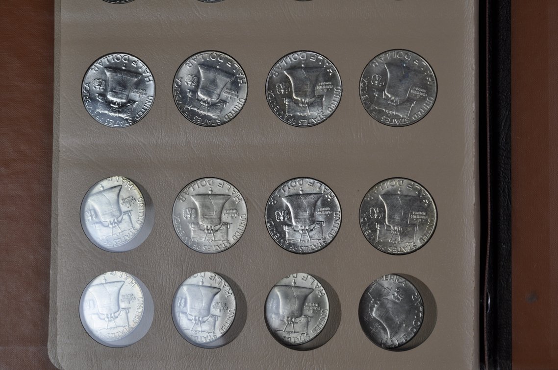 1948-1963 Complete Franklin Half Dollars Dansco Album, photo 16 of 16