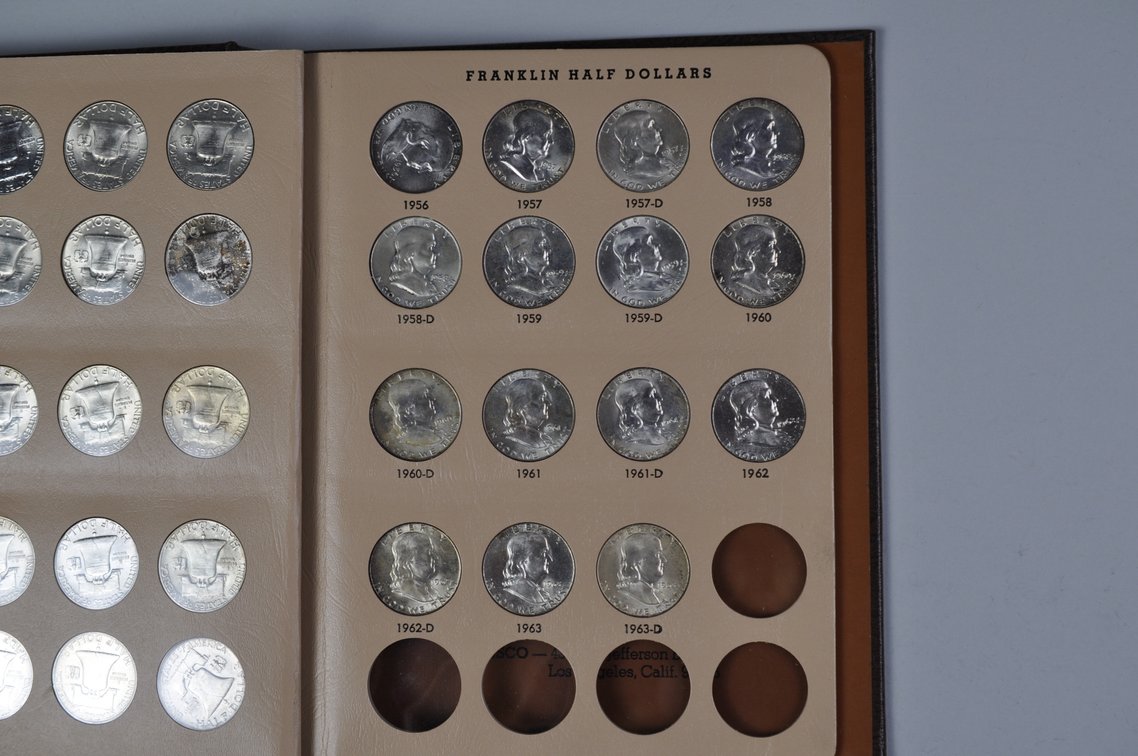 1948-1963 Complete Franklin Half Dollars Dansco Album, photo 11 of 16