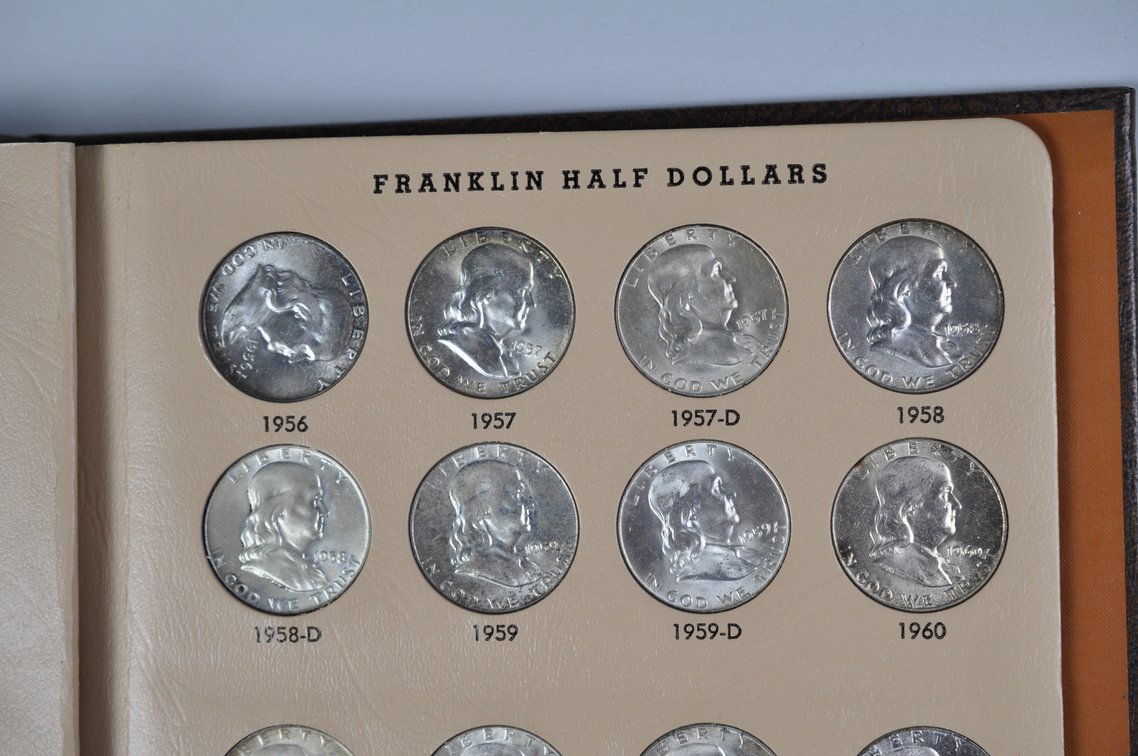 1948-1963 Complete Franklin Half Dollars Dansco Album, photo 12 of 16