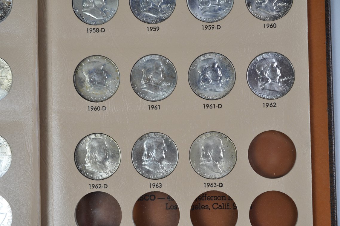 1948-1963 Complete Franklin Half Dollars Dansco Album, photo 13 of 16