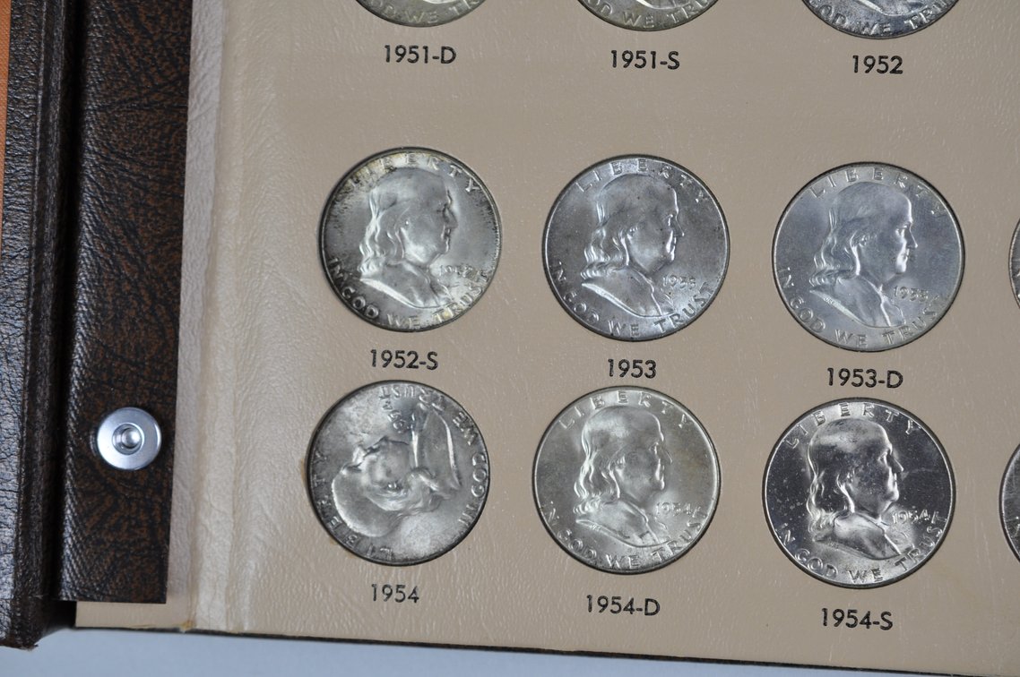 1948-1963 Complete Franklin Half Dollars Dansco Album, photo 6 of 16