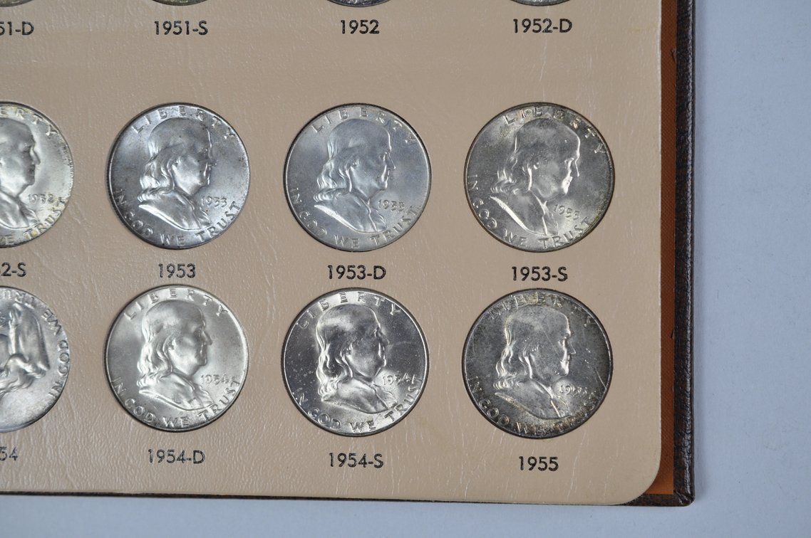 1948-1963 Complete Franklin Half Dollars Dansco Album, photo 7 of 16
