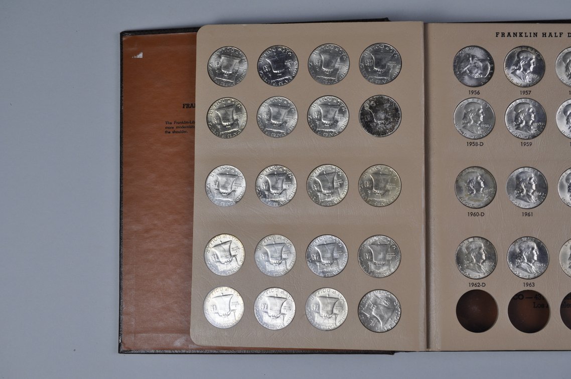 1948-1963 Complete Franklin Half Dollars Dansco Album, photo 8 of 16