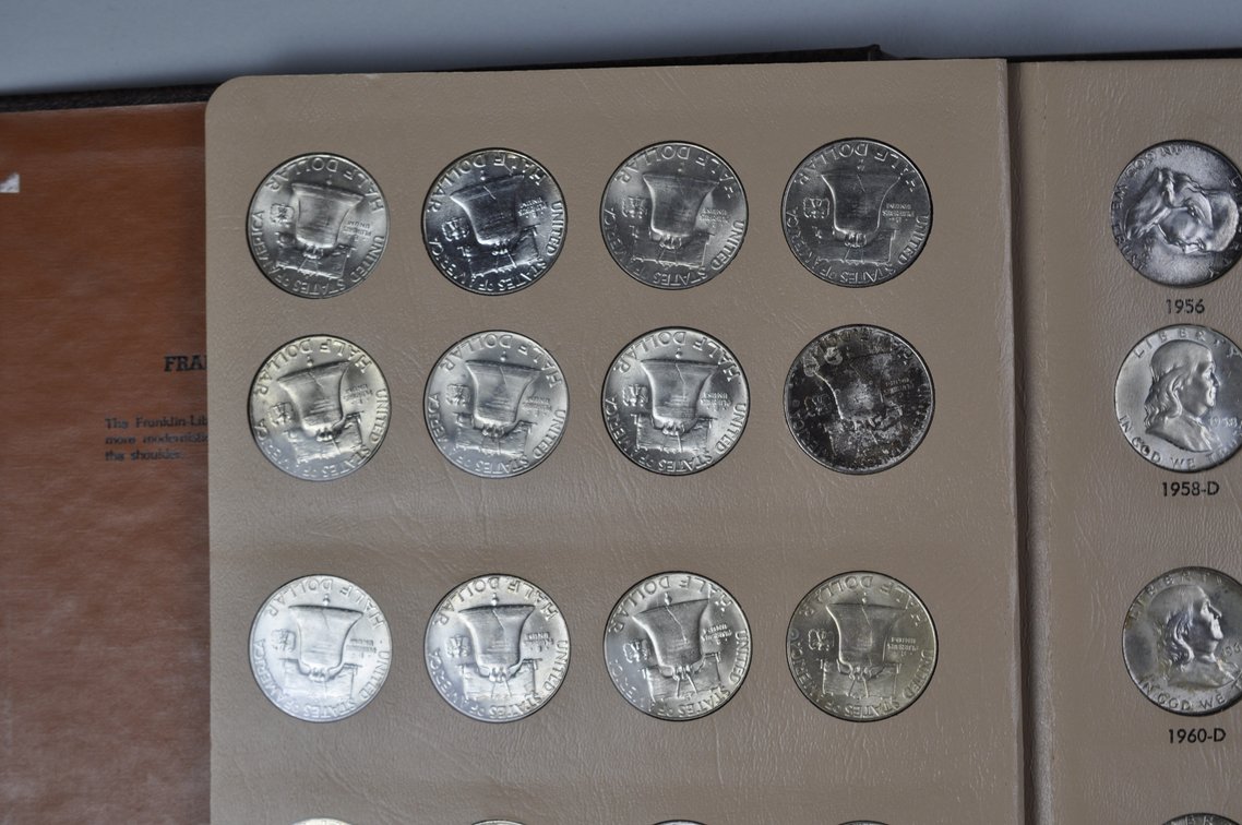 1948-1963 Complete Franklin Half Dollars Dansco Album, photo 9 of 16