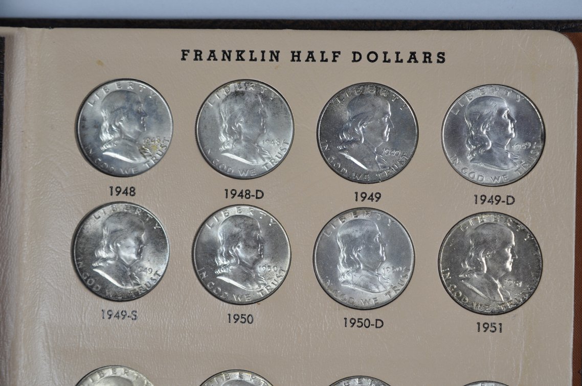 1948-1963 Complete Franklin Half Dollars Dansco Album, photo 4 of 16