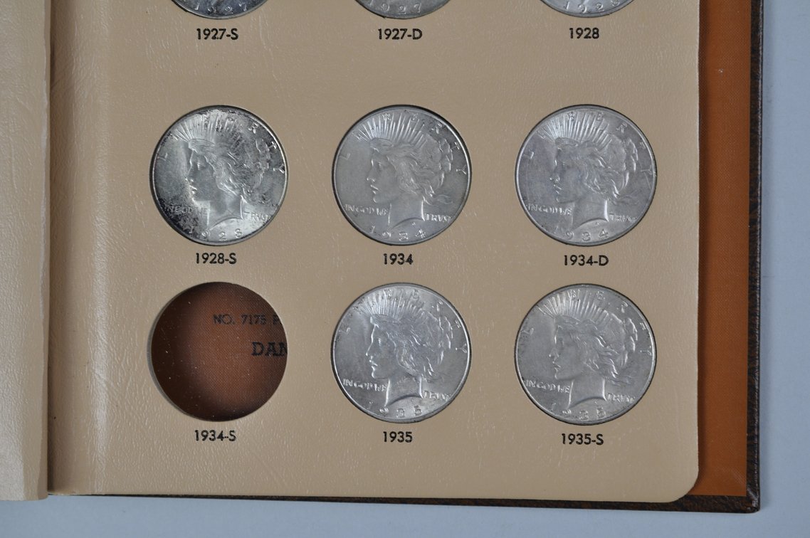 Nearly Complete Peace Dollars Dansco Album, photo 12 of 18