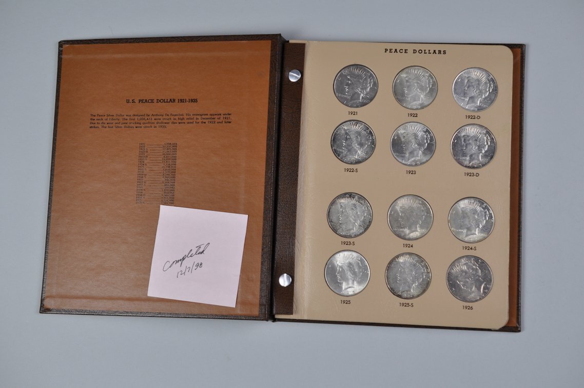 Nearly Complete Peace Dollars Dansco Album, photo 2 of 18