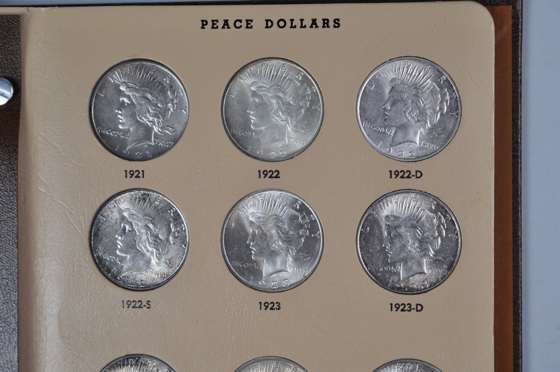 Nearly Complete Peace Dollars Dansco Album, photo 4 of 18