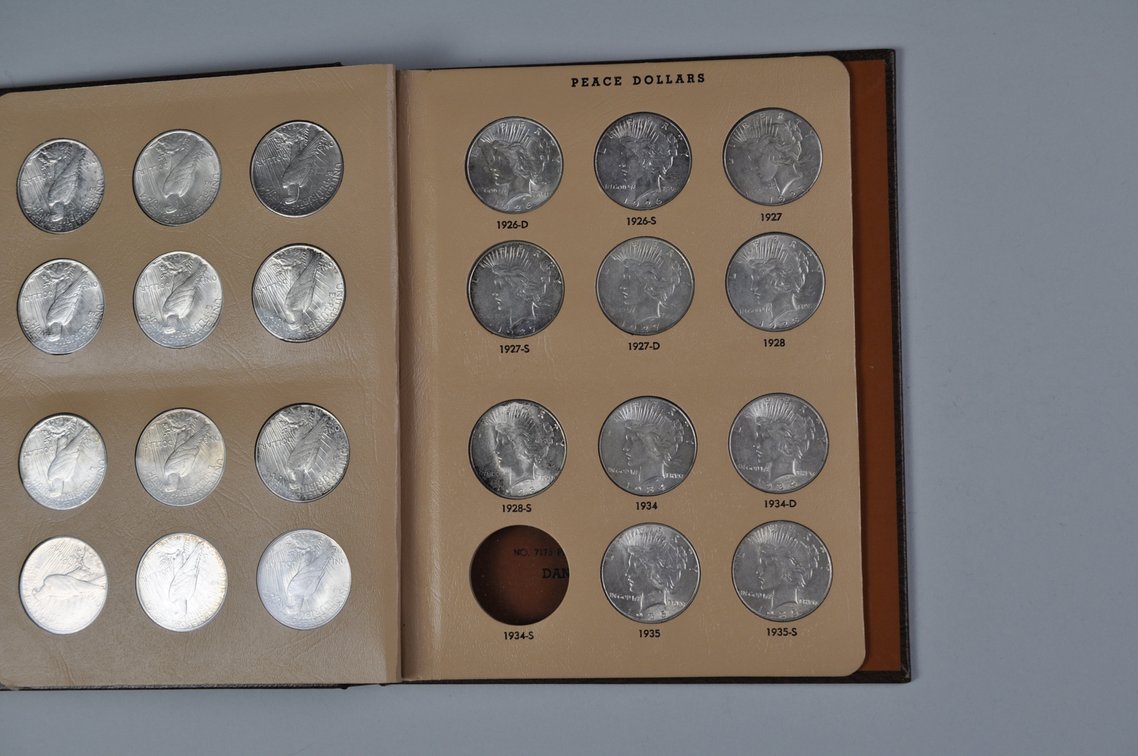 Nearly Complete Peace Dollars Dansco Album, photo 10 of 18