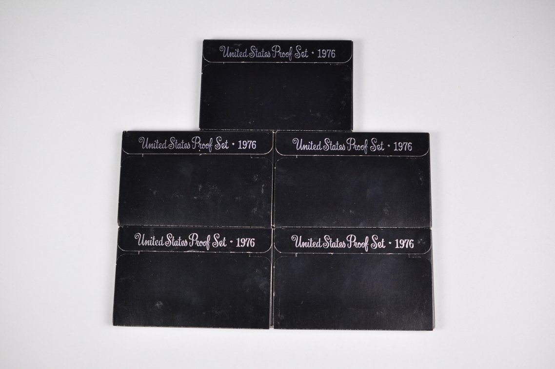 Five Original 1976 Proof Sets in Holders, photo 2 of 14