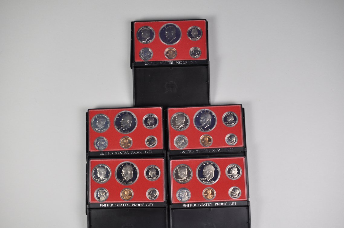 Five Original 1976 Proof Sets in Holders, photo 3 of 14